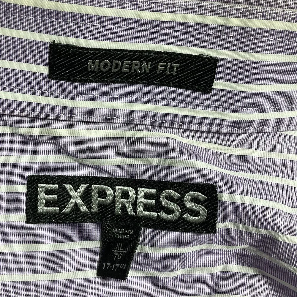 Express Purple Stripe Modern Fit XL Cotton Dress Shirt